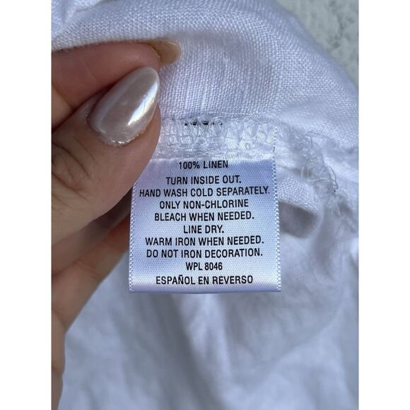 JM Collection Linen Embellished Tunic - Size XL- White - Picture 9 of 9